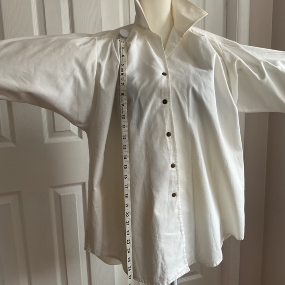 Jantzen - Women’s White Botton Down Oversized Boyfriend Blouse, SZ 14 - Picture 9 of 11